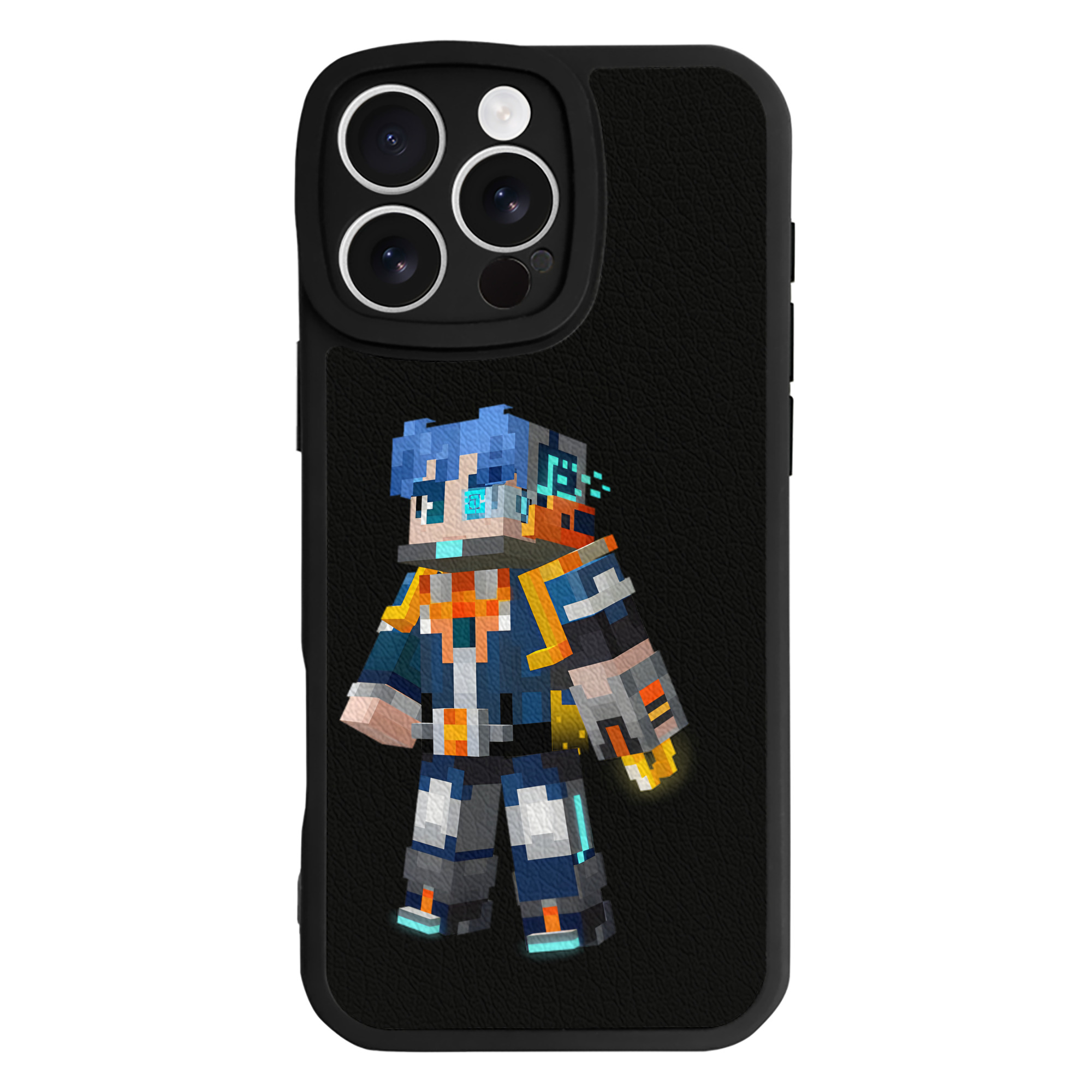 （画像用） マインクラフト ブロックの世界 Minecraft MC Block world 【iPhone 16シリーズ対応】シリコンスマホケース（レザー調） 材質：シリコン